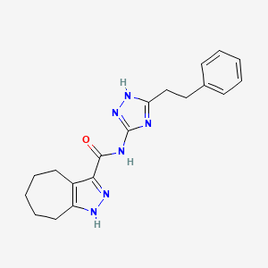 molecular formula C19H22N6O B14102764 N-[5-(2-phenylethyl)-1H-1,2,4-triazol-3-yl]-2,4,5,6,7,8-hexahydrocyclohepta[c]pyrazole-3-carboxamide 