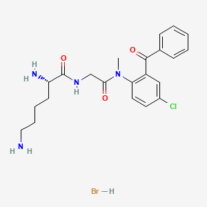 molecular formula C22H28BrClN4O3 B14102911 (2S)-2,6-diamino-N-[2-(2-benzoyl-4-chloro-N-methylanilino)-2-oxoethyl]hexanamide;hydrobromide 