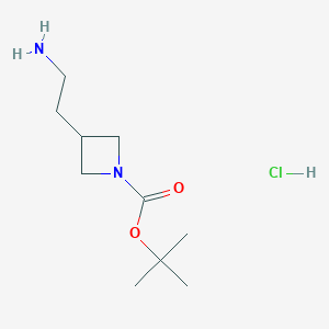 molecular formula C10H21ClN2O2 B1410301 tert-Butyl 3-(2-aminoethyl)azetidine-1-carboxylate hydrochloride CAS No. 1337879-35-2