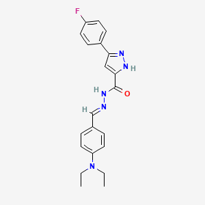 molecular formula C21H22FN5O B14103028 N'-[(1Z)-[4-(diethylamino)phenyl]methylidene]-3-(4-fluorophenyl)-1H-pyrazole-5-carbohydrazide 
