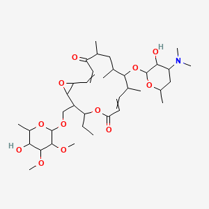 molecular formula C37H61NO12 B14103090 9-[4-(Dimethylamino)-3-hydroxy-6-methyloxan-2-yl]oxy-3-ethyl-2-[(5-hydroxy-3,4-dimethoxy-6-methyloxan-2-yl)oxymethyl]-8,10,12-trimethyl-4,17-dioxabicyclo[14.1.0]heptadeca-6,14-diene-5,13-dione 