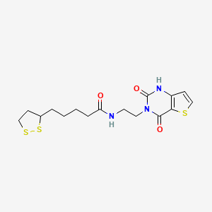 molecular formula C16H21N3O3S3 B14103107 N-(2-(2,4-dioxo-1,2-dihydrothieno[3,2-d]pyrimidin-3(4H)-yl)ethyl)-5-(1,2-dithiolan-3-yl)pentanamide 