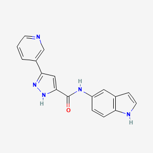 molecular formula C17H13N5O B14103160 N-(1H-indol-5-yl)-5-(pyridin-3-yl)-1H-pyrazole-3-carboxamide 