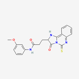 molecular formula C20H18N4O3S B14103177 N-(3-methoxyphenyl)-3-{3-oxo-5-sulfanylidene-2H,3H,5H,6H-imidazo[1,2-c]quinazolin-2-yl}propanamide 