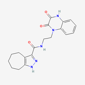 molecular formula C19H21N5O3 B14103220 N-[2-(3-hydroxy-2-oxoquinoxalin-1(2H)-yl)ethyl]-1,4,5,6,7,8-hexahydrocyclohepta[c]pyrazole-3-carboxamide 