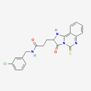 molecular formula C20H17ClN4O2S B14103672 N-[(3-chlorophenyl)methyl]-3-{3-oxo-5-sulfanylidene-2H,3H,5H,6H-imidazo[1,2-c]quinazolin-2-yl}propanamide 