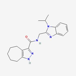molecular formula C20H25N5O B14103832 N-{[1-(propan-2-yl)-1H-benzimidazol-2-yl]methyl}-2,4,5,6,7,8-hexahydrocyclohepta[c]pyrazole-3-carboxamide 