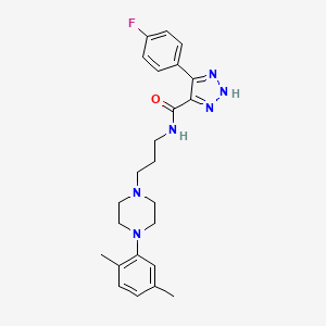 molecular formula C24H29FN6O B14103850 N-(3-(4-(2,5-dimethylphenyl)piperazin-1-yl)propyl)-4-(4-fluorophenyl)-1H-1,2,3-triazole-5-carboxamide 