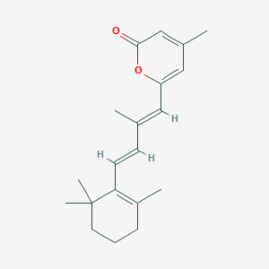 molecular formula C20H26O2 B141040 4-methyl-6-[(1E,3E)-2-methyl-4-(2,6,6-trimethylcyclohexen-1-yl)buta-1,3-dienyl]pyran-2-one CAS No. 87424-83-7