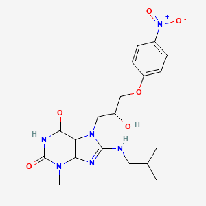 molecular formula C19H24N6O6 B14104077 7-(2-hydroxy-3-(4-nitrophenoxy)propyl)-8-(isobutylamino)-3-methyl-1H-purine-2,6(3H,7H)-dione 