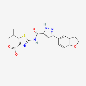 molecular formula C20H20N4O4S B14104231 methyl 2-({[5-(2,3-dihydro-1-benzofuran-5-yl)-1H-pyrazol-3-yl]carbonyl}amino)-5-(propan-2-yl)-1,3-thiazole-4-carboxylate 