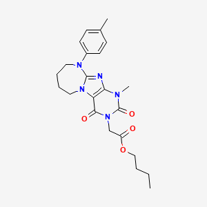 molecular formula C23H29N5O4 B14104404 Butyl 2-[1-methyl-10-(4-methylphenyl)-2,4-dioxo-6,7,8,9-tetrahydropurino[7,8-a][1,3]diazepin-3-yl]acetate 