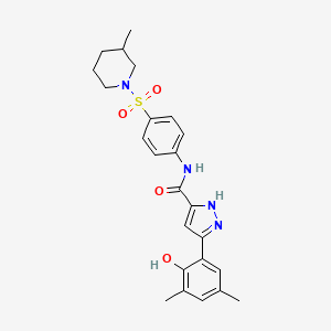 molecular formula C24H28N4O4S B14104712 5-(2-hydroxy-3,5-dimethylphenyl)-N-{4-[(3-methylpiperidin-1-yl)sulfonyl]phenyl}-1H-pyrazole-3-carboxamide 