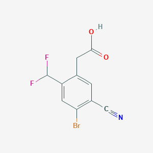 molecular formula C10H6BrF2NO2 B1410475 2-[4-Bromo-5-cyano-2-(difluoromethyl)phenyl]acetic acid CAS No. 1805592-93-1
