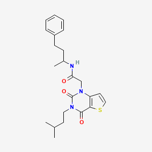 molecular formula C23H29N3O3S B14104782 2-[3-(3-methylbutyl)-2,4-dioxo-3,4-dihydrothieno[3,2-d]pyrimidin-1(2H)-yl]-N-(4-phenylbutan-2-yl)acetamide 