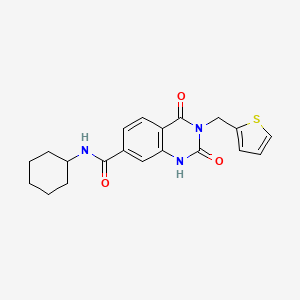 molecular formula C20H21N3O3S B14104815 N-cyclohexyl-2,4-dioxo-3-(thiophen-2-ylmethyl)-1,2,3,4-tetrahydroquinazoline-7-carboxamide 
