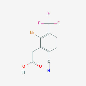 molecular formula C10H5BrF3NO2 B1410504 2-[2-Bromo-6-cyano-3-(trifluoromethyl)phenyl]acetic acid CAS No. 1807024-55-0