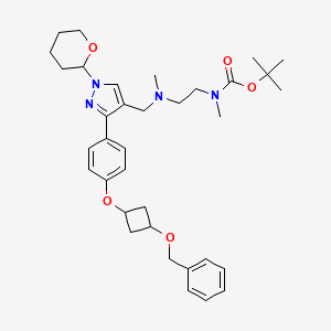 molecular formula C35H48N4O5 B1410518 tert-Butyl 2-(((3-(4-((1r,3r)-3-(benzyloxy)cyclobutoxy)phenyl)-1-(tetrahydro-2H-pyran-2-yl)-1H-pyrazol-4-yl)methyl)(methyl)amino)ethyl(methyl)carbamate CAS No. 1700663-42-8