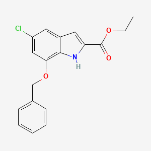 molecular formula C18H16ClNO3 B1410533 Ethyl 7-benzyloxy-5-chloro-1H-indole-2-carboxylate CAS No. 1956386-42-7