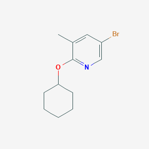molecular formula C12H16BrNO B1410540 5-Bromo-2-(cyclohexyloxy)-3-methylpyridine CAS No. 1289113-43-4
