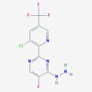 molecular formula C10H6ClF4N5 B1410542 2-(3-Chloro-5-(trifluoromethyl)pyridin-2-yl)-5-fluoro-4-hydrazinylpyrimidine CAS No. 1823183-39-6