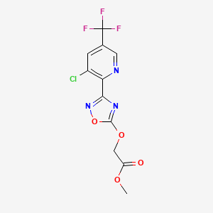 molecular formula C11H7ClF3N3O4 B1410543 Methyl 2-((3-(3-chloro-5-(trifluoromethyl)pyridin-2-yl)-1,2,4-oxadiazol-5-yl)oxy)acetate CAS No. 1823183-97-6