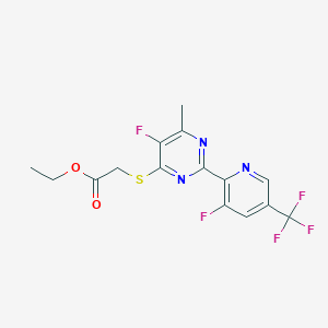 molecular formula C15H12F5N3O2S B1410544 Ethyl 2-((5-fluoro-2-(3-fluoro-5-(trifluoromethyl)pyridin-2-yl)-6-methylpyrimidin-4-yl)thio)acetate CAS No. 1823182-79-1