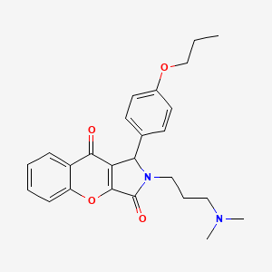molecular formula C25H28N2O4 B14105536 2-[3-(Dimethylamino)propyl]-1-(4-propoxyphenyl)-1,2-dihydrochromeno[2,3-c]pyrrole-3,9-dione 