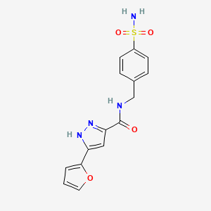 molecular formula C15H14N4O4S B14105572 5-(furan-2-yl)-N-(4-sulfamoylbenzyl)-1H-pyrazole-3-carboxamide 