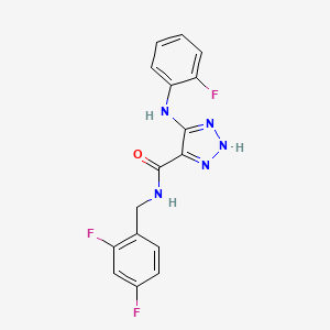 molecular formula C16H12F3N5O B14105674 N-(2,4-difluorobenzyl)-5-((2-fluorophenyl)amino)-1H-1,2,3-triazole-4-carboxamide 