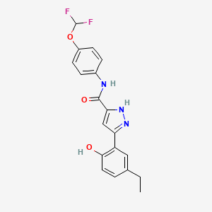 molecular formula C19H17F2N3O3 B14105777 N-[4-(difluoromethoxy)phenyl]-5-(5-ethyl-2-hydroxyphenyl)-1H-pyrazole-3-carboxamide 