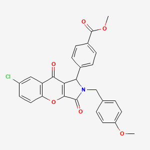 molecular formula C27H20ClNO6 B14105861 Methyl 4-[7-chloro-2-(4-methoxybenzyl)-3,9-dioxo-1,2,3,9-tetrahydrochromeno[2,3-c]pyrrol-1-yl]benzoate 