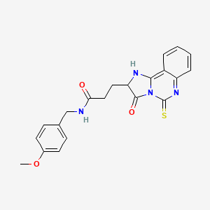 molecular formula C21H20N4O3S B14105862 N-[(4-methoxyphenyl)methyl]-3-{3-oxo-5-sulfanylidene-2H,3H,5H,6H-imidazo[1,2-c]quinazolin-2-yl}propanamide 