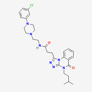 molecular formula C29H36ClN7O2 B14105868 N-{2-[4-(3-chlorophenyl)piperazin-1-yl]ethyl}-3-[4-(3-methylbutyl)-5-oxo-4H,5H-[1,2,4]triazolo[4,3-a]quinazolin-1-yl]propanamide 