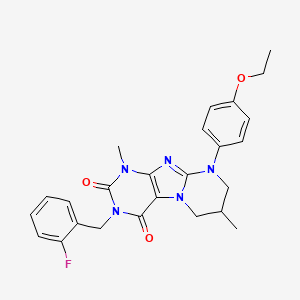 molecular formula C25H26FN5O3 B14105883 9-(4-ethoxyphenyl)-3-[(2-fluorophenyl)methyl]-1,7-dimethyl-7,8-dihydro-6H-purino[7,8-a]pyrimidine-2,4-dione 