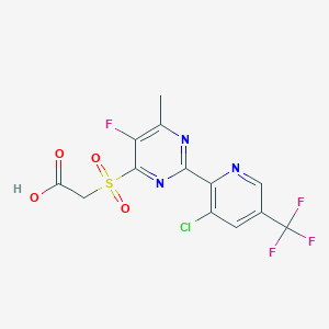 molecular formula C13H8ClF4N3O4S B1410590 2-((2-(3-Chloro-5-(trifluoromethyl)pyridin-2-yl)-5-fluoro-6-methylpyrimidin-4-yl)sulfonyl)acetic acid CAS No. 1823183-16-9