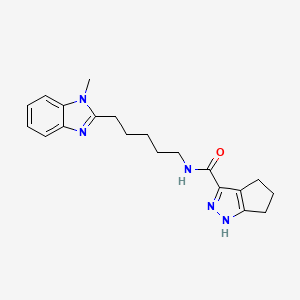 molecular formula C20H25N5O B14105907 N-[5-(1-methyl-1H-benzimidazol-2-yl)pentyl]-2,4,5,6-tetrahydrocyclopenta[c]pyrazole-3-carboxamide 