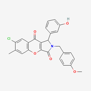 molecular formula C26H20ClNO5 B14105929 7-Chloro-1-(3-hydroxyphenyl)-2-(4-methoxybenzyl)-6-methyl-1,2-dihydrochromeno[2,3-c]pyrrole-3,9-dione 