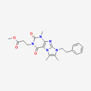molecular formula C22H25N5O4 B14105955 methyl 3-[1,6,7-trimethyl-2,4-dioxo-8-(2-phenylethyl)-1,2,4,8-tetrahydro-3H-imidazo[2,1-f]purin-3-yl]propanoate 