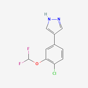 molecular formula C10H7ClF2N2O B1410596 4-(4-Chloro-3-difluoromethoxyphenyl)-1H-pyrazole CAS No. 1881229-54-4