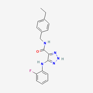 molecular formula C18H18FN5O B14106007 N-(4-ethylbenzyl)-5-((2-fluorophenyl)amino)-1H-1,2,3-triazole-4-carboxamide 