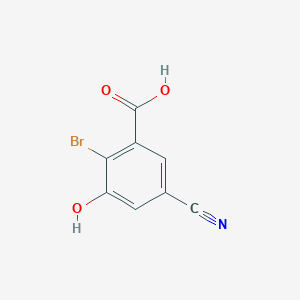 molecular formula C8H4BrNO3 B1410601 2-Bromo-5-cyano-3-hydroxybenzoic acid CAS No. 1805487-23-3