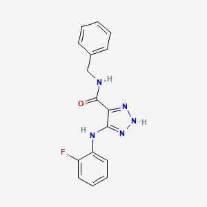 molecular formula C16H14FN5O B14106046 N-benzyl-5-((2-fluorophenyl)amino)-1H-1,2,3-triazole-4-carboxamide 