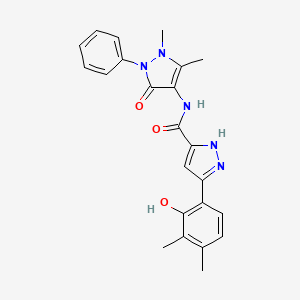 molecular formula C23H23N5O3 B14106121 N-(1,5-dimethyl-3-oxo-2-phenyl-2,3-dihydro-1H-pyrazol-4-yl)-5-(2-hydroxy-3,4-dimethylphenyl)-1H-pyrazole-3-carboxamide 
