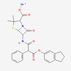 molecular formula C26H25N2NaO6S B14106255 Carindapen;Geocillin;Indanyl carbenicillin sodium salt 