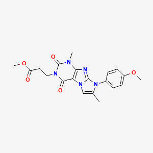 molecular formula C20H21N5O5 B14106339 methyl 3-[8-(4-methoxyphenyl)-1,7-dimethyl-2,4-dioxo-1,2,4,8-tetrahydro-3H-imidazo[2,1-f]purin-3-yl]propanoate 