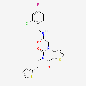 molecular formula C21H17ClFN3O3S2 B14106343 N-(2-chloro-4-fluorobenzyl)-2-(2,4-dioxo-3-(2-(thiophen-2-yl)ethyl)-3,4-dihydrothieno[3,2-d]pyrimidin-1(2H)-yl)acetamide 