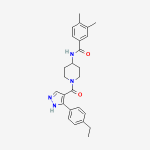 molecular formula C26H30N4O2 B14106346 N-(1-(3-(4-ethylphenyl)-1H-pyrazole-4-carbonyl)piperidin-4-yl)-3,4-dimethylbenzamide 