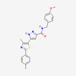 molecular formula C23H22N4O2S B14106488 N-(4-methoxybenzyl)-3-(4-methyl-2-(p-tolyl)thiazol-5-yl)-1H-pyrazole-5-carboxamide 