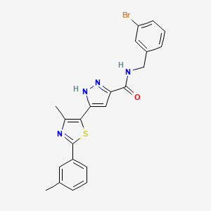 molecular formula C22H19BrN4OS B14106501 N-(3-bromobenzyl)-3-(4-methyl-2-(m-tolyl)thiazol-5-yl)-1H-pyrazole-5-carboxamide 